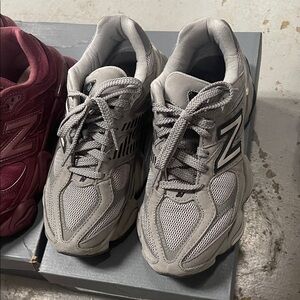 New Balance Gray Mesh & Suede Sneakers